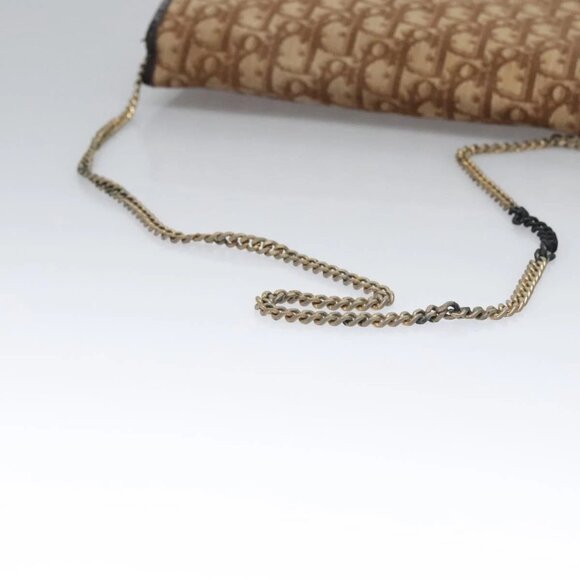 Christian Dior Trotter Canvas Chain Shoulder Bag Brown Gold Auth BD118 - Picture 8 of 16